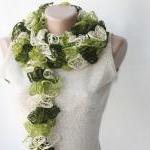 Green knit scarf winter acc..