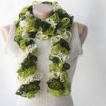 Green knit scarf winter acc..
