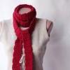 Red Crochet Scarf Wool Ble..