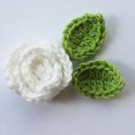 white crochet roses
