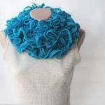 Turquoise knit scarf chunky..