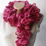 Pink Burgundy Knit Scarf -..