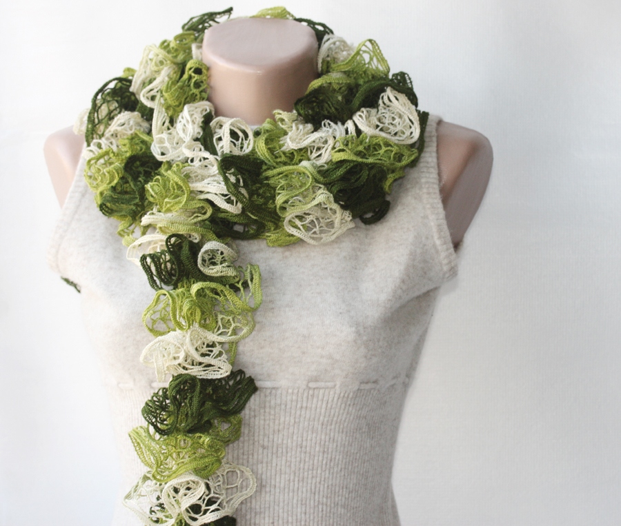 Green knit scarf winter accessories fall spring fashion hunter lime