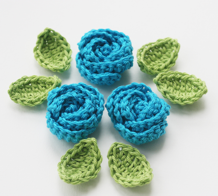 Turquoise crochet roses