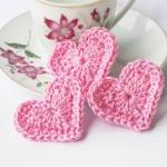 Pink crochet hearts appliqu..