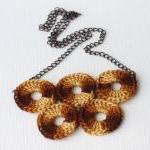 Crochet necklace brown rust..