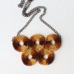 Crochet necklace brown rust..