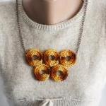 Crochet necklace brown rust..