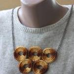 Crochet necklace brown rust..