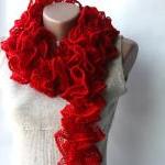 Red knit scarf Scarlet dark..