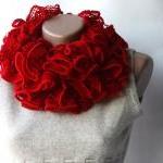 Red knit scarf Scarlet dark..