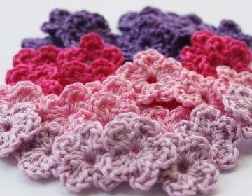 Crochet Flowers Applique Lilac Purple Pink Fuchsia on Luulla